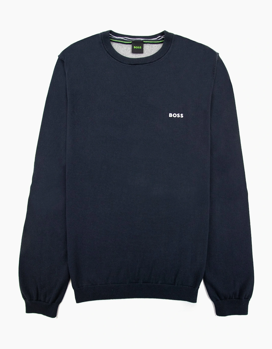 Hugo Boss Men's Black Rallo Curved Logo Sweater Navy 402 - Size: 36