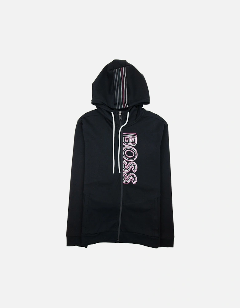 Saggy 1 Multi Logo Zip Up Hoody Black 001