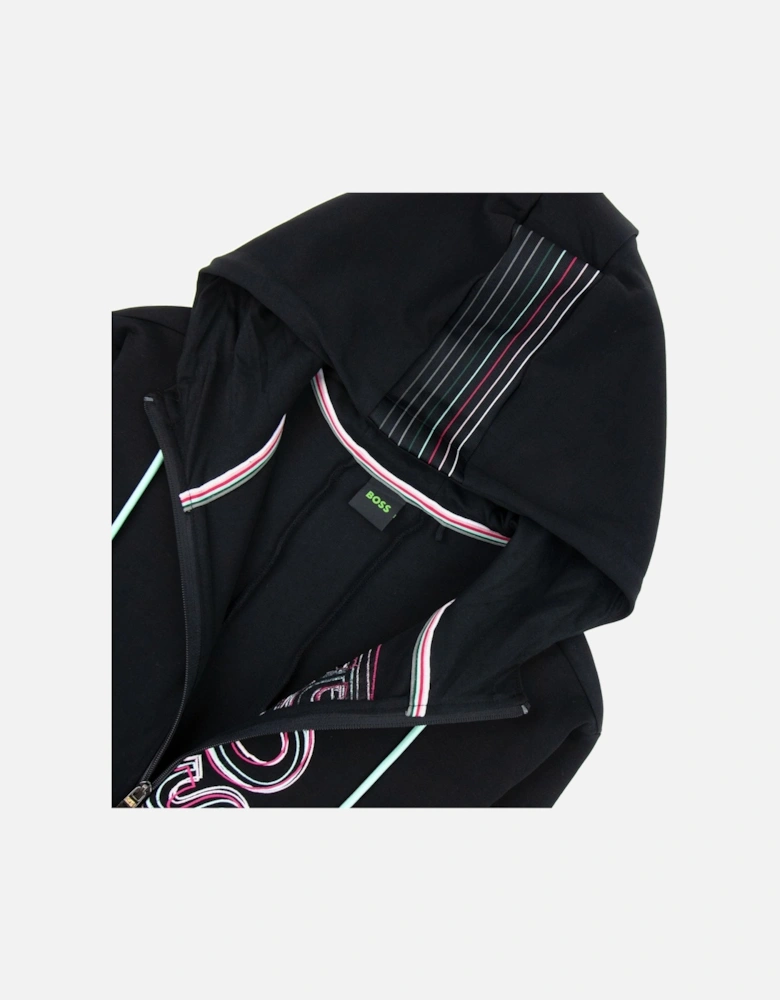 Saggy 1 Multi Logo Zip Up Hoody Black 001