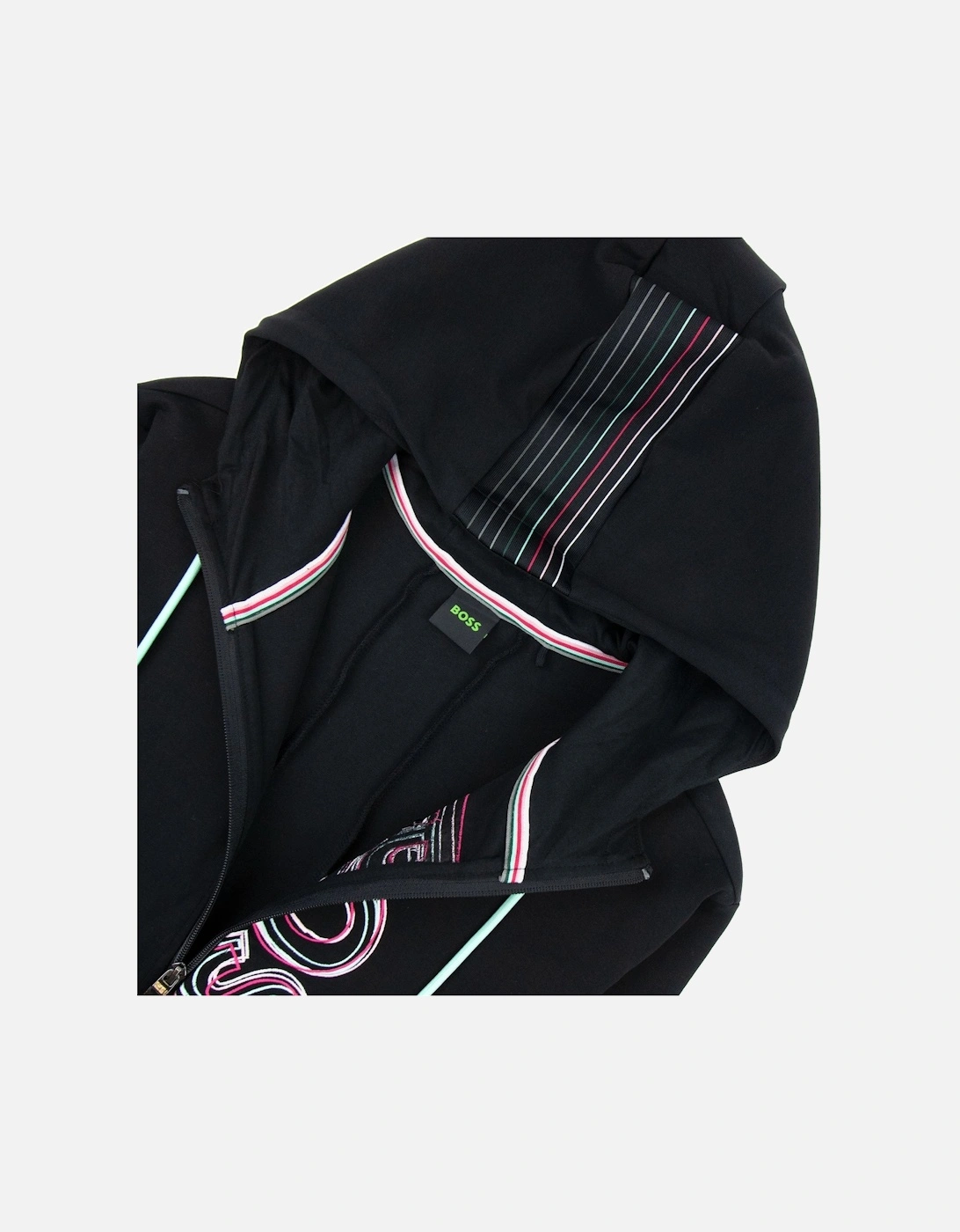 Saggy 1 Multi Logo Zip Up Hoody Black 001