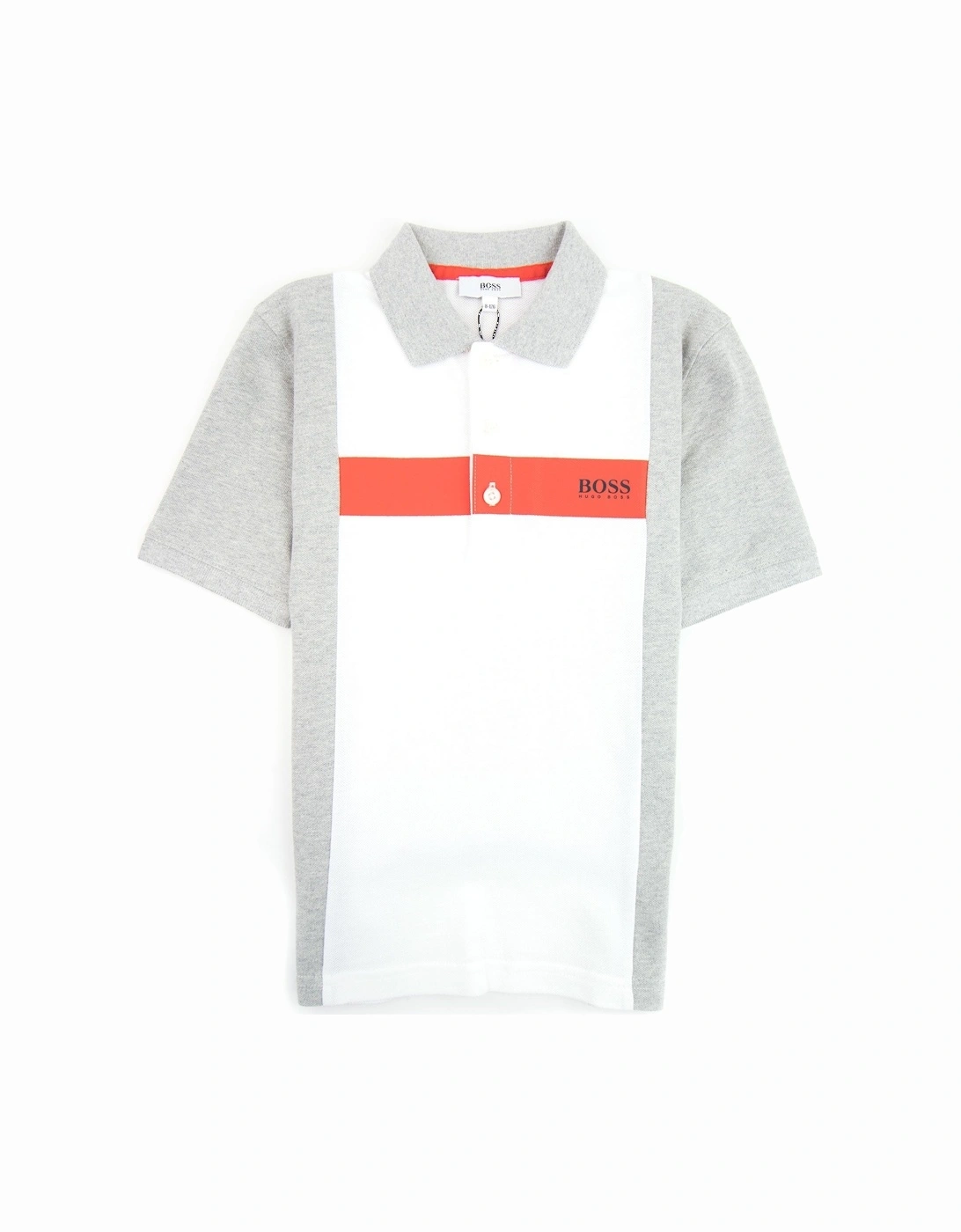 Kids Chest Striped Short Sleeved Polo Grey/white/red, 3 of 2