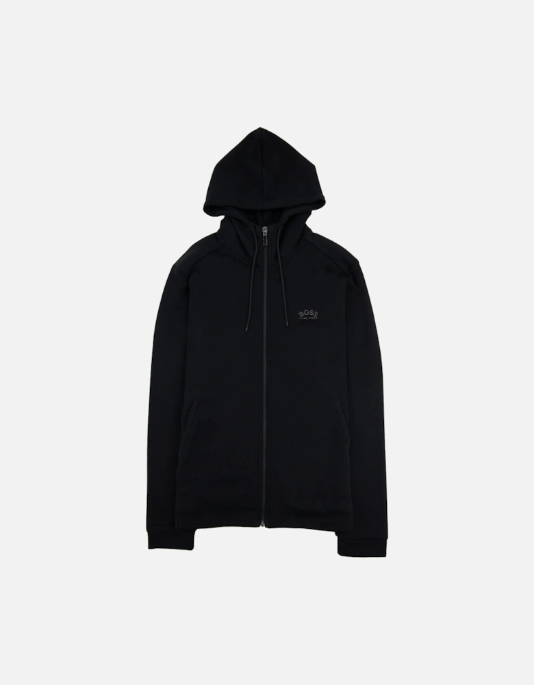 Saggy Curved Logo Zip Up Sweatshirt Black 001