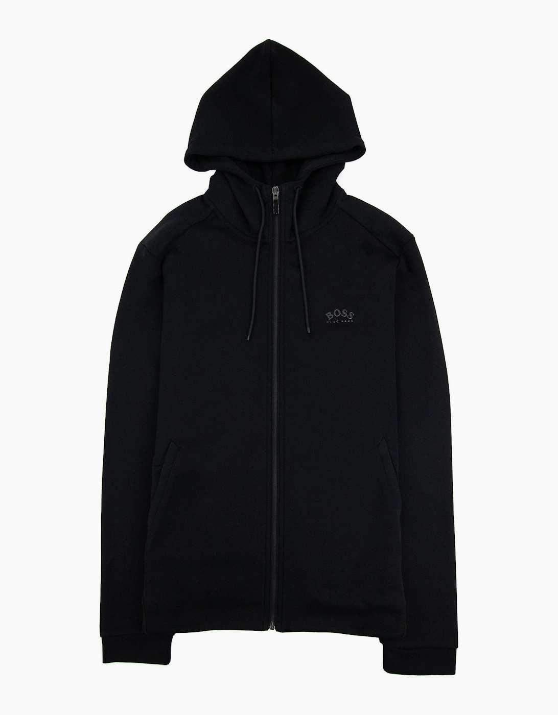 Men's Hugo Boss Saggy Curved Logo Zip Up Sweatshirt Black 001 - Size: 36