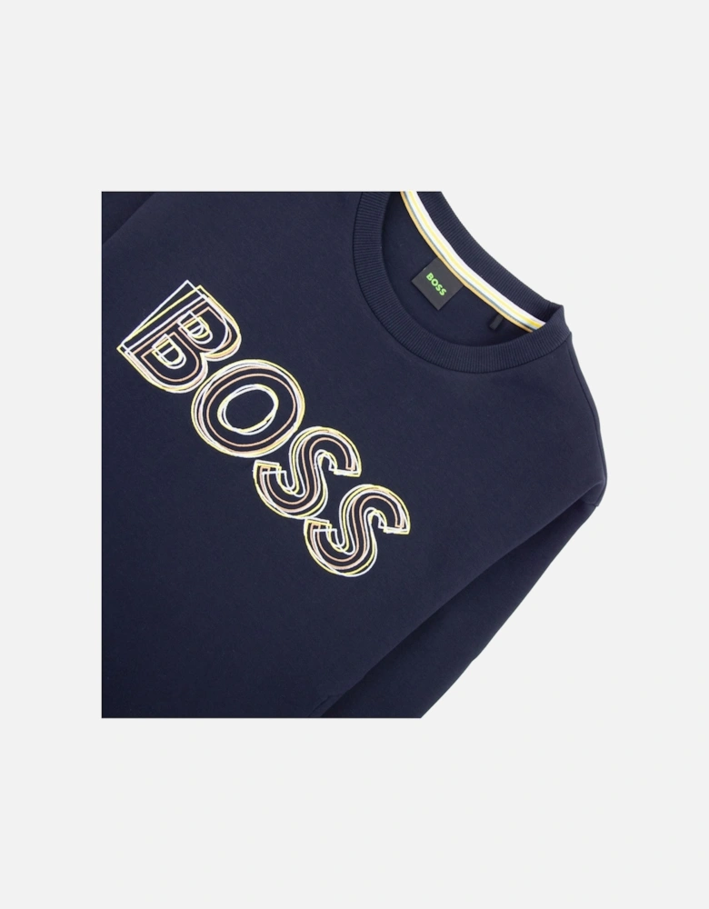 Salbo 1 Embroidered Layered Logo Sweatshirt Dark Navy 402