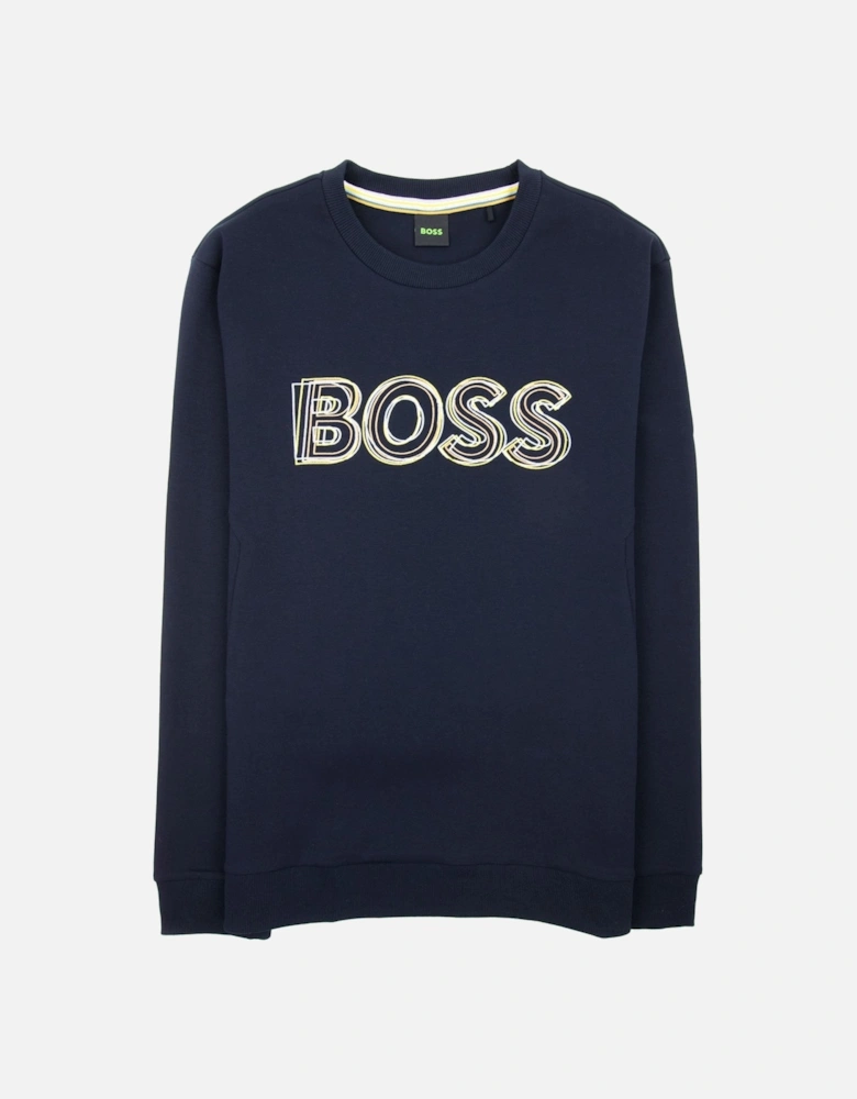 Salbo 1 Embroidered Layered Logo Sweatshirt Dark Navy 402