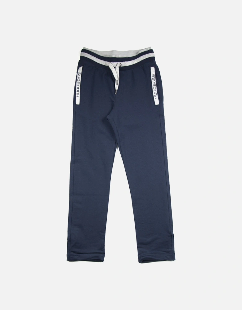 Kids Side Pocket Logo Track Bottoms Navy