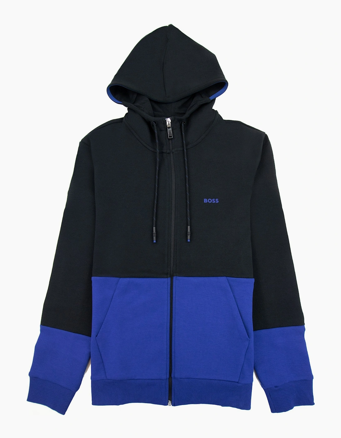 Hugo Boss Men's Black Saggy 1 Embroidered Logo Zip Up Sweatshirt 001 - Size: 36
