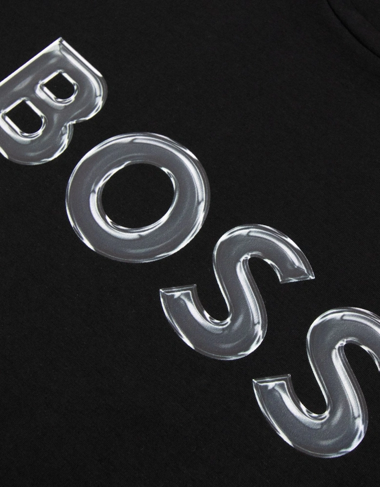 Logo Print Stretch T Shirt Black 001