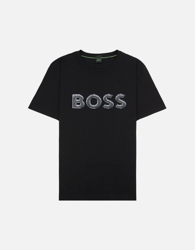 Logo Print Stretch T Shirt Black 001