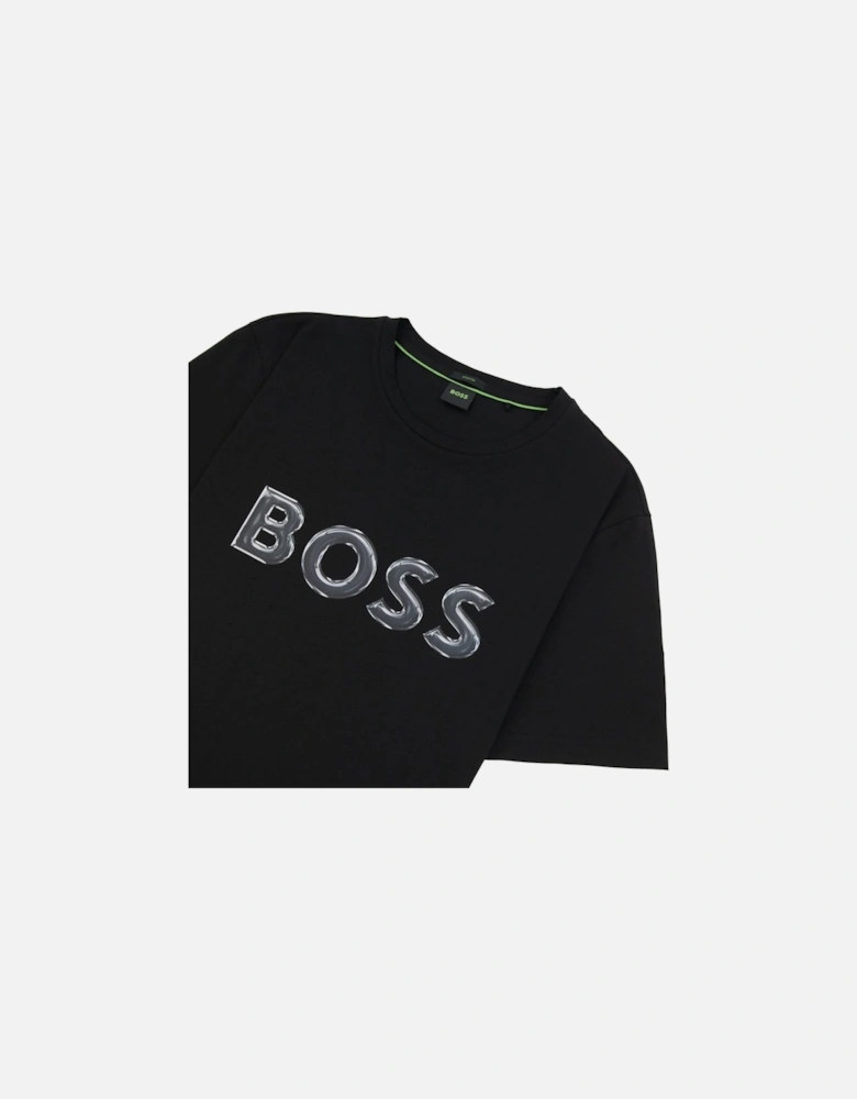 Logo Print Stretch T Shirt Black 001