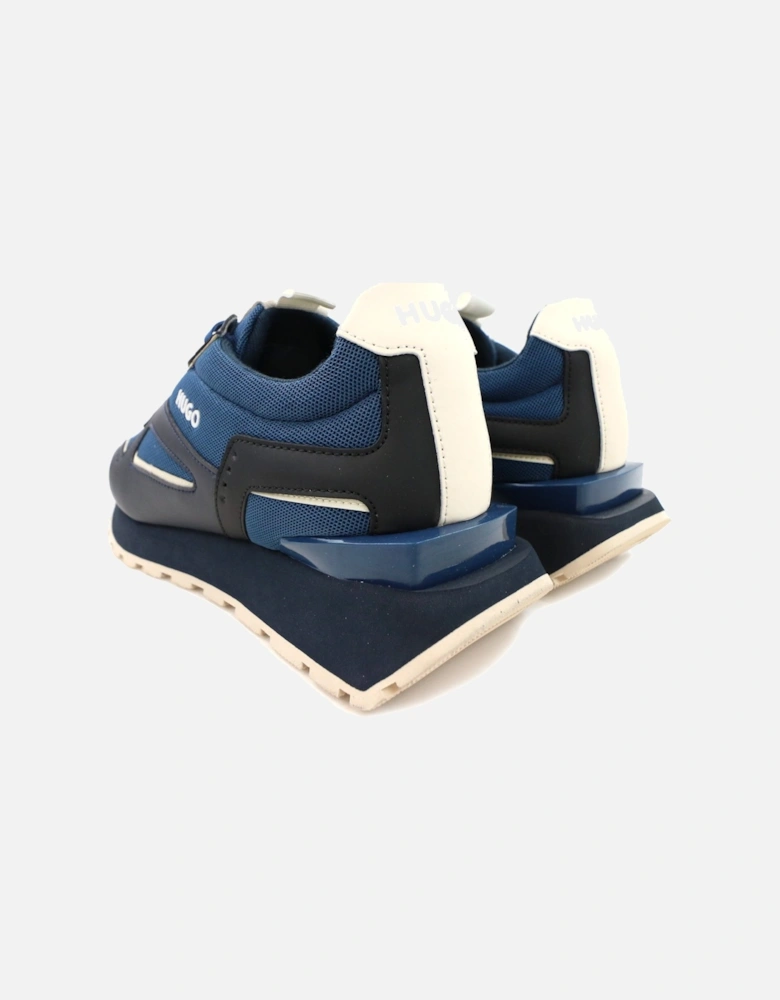 Hugo Cubite Lace Up Mixed Material Trainers Dark Blue