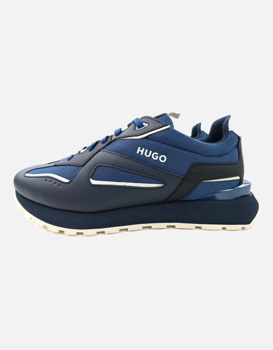 Hugo Cubite Lace Up Mixed Material Trainers Dark Blue, 5 of 4