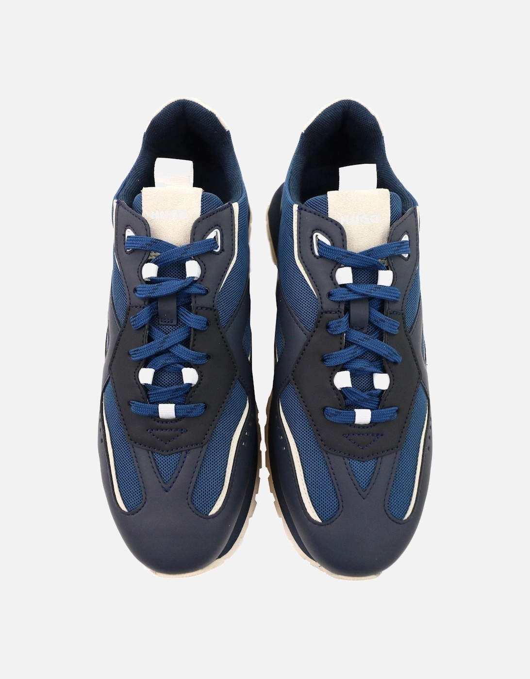 Hugo Cubite Lace Up Mixed Material Trainers Dark Blue