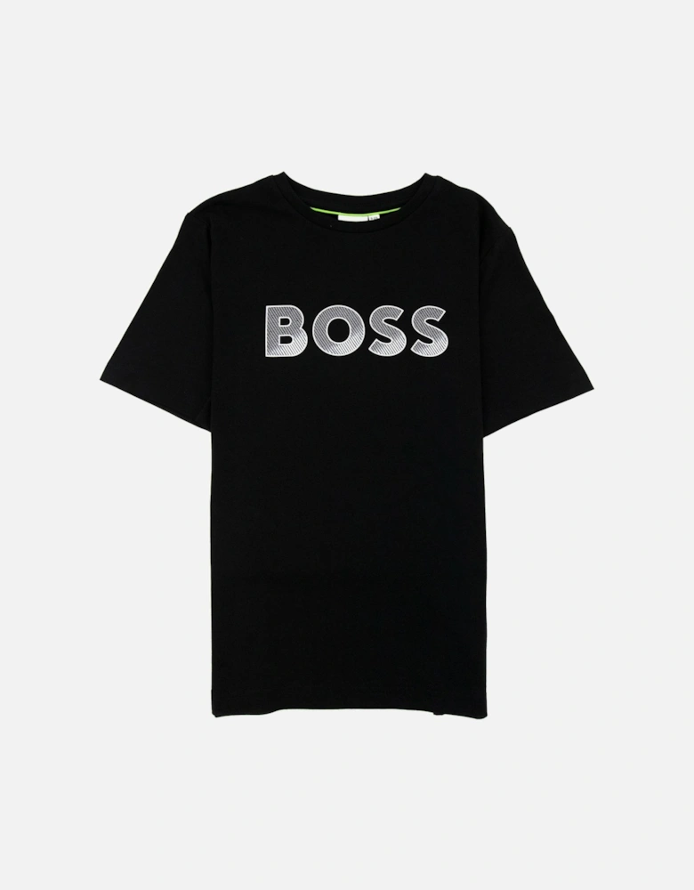 Kids Printed Logo T Shirt Black 09b