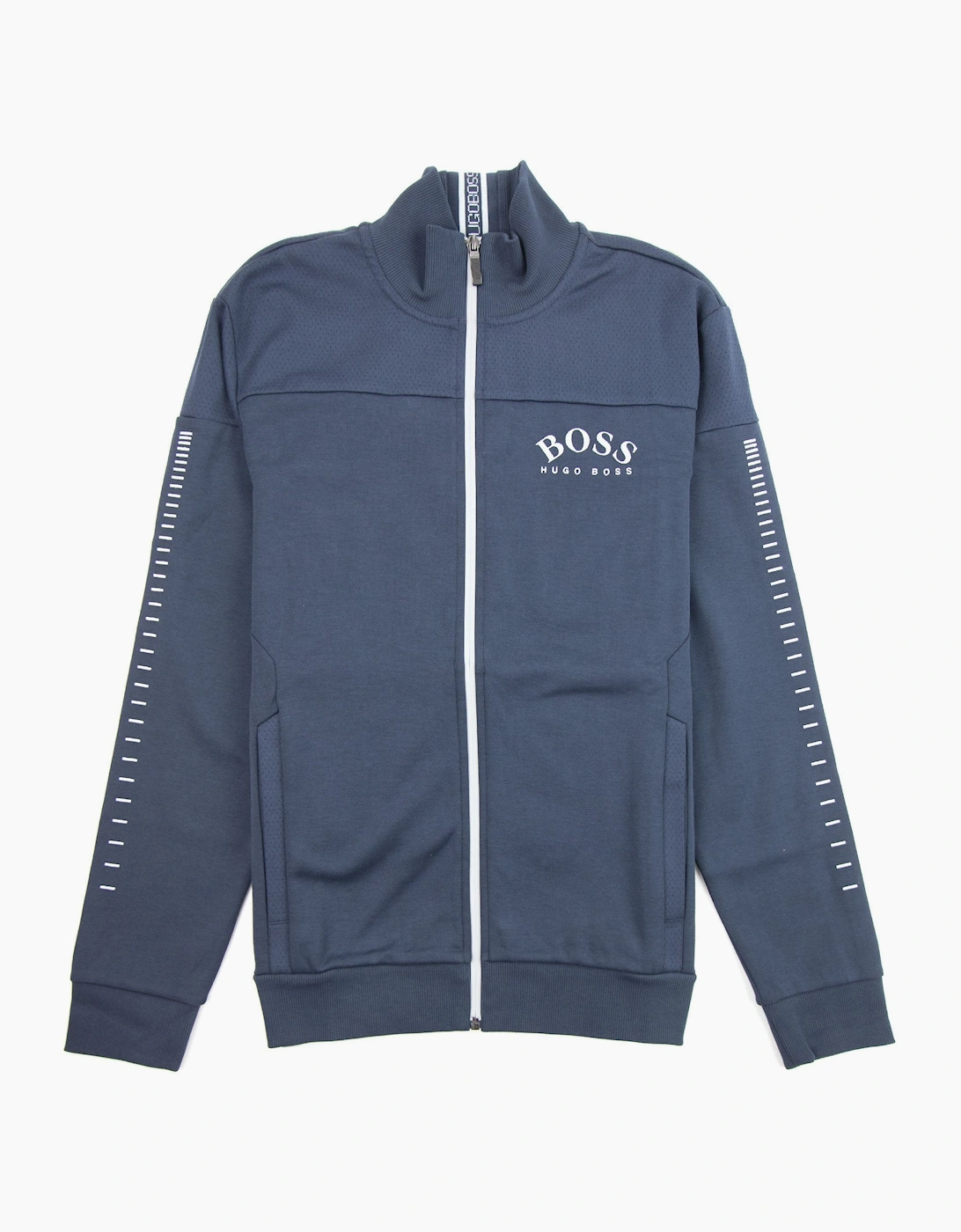 Men's Hugo Boss Curved Logo Skaz Win Zip Up Sweat - Navy - Size: 44