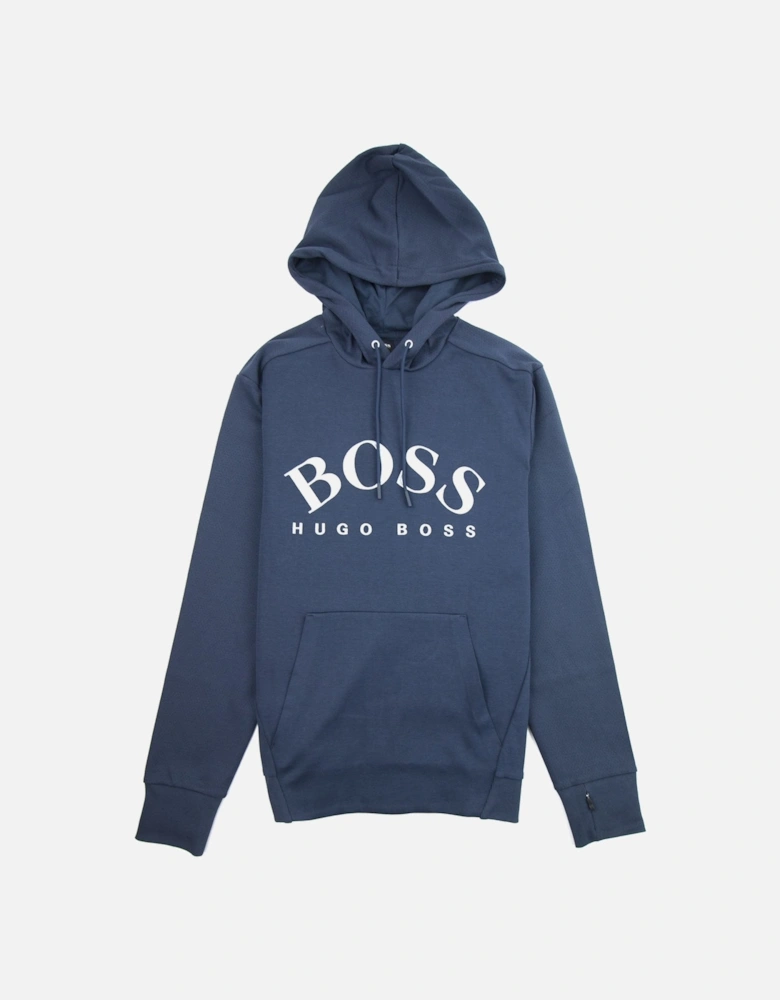 Curved Logo Soggy Hooded Sweatshirt Navy