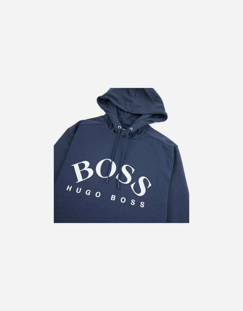 Curved Logo Soggy Hooded Sweatshirt Navy