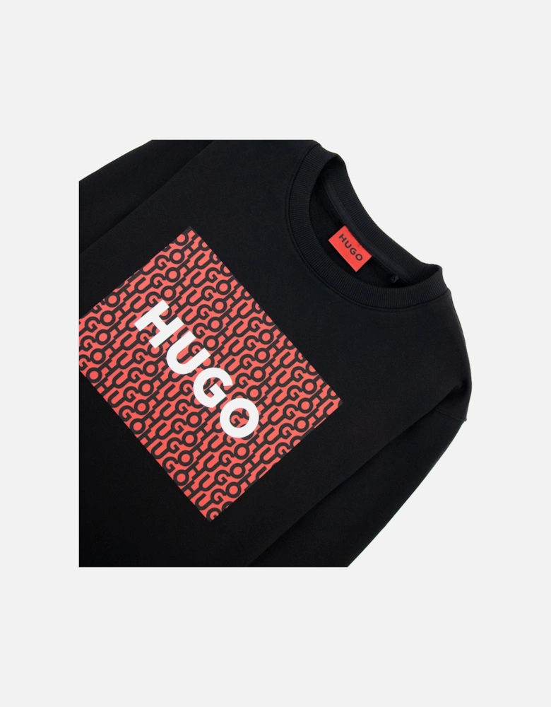 Hugo Dalker Logo Print Relax Fit Sweatshirt Black 001