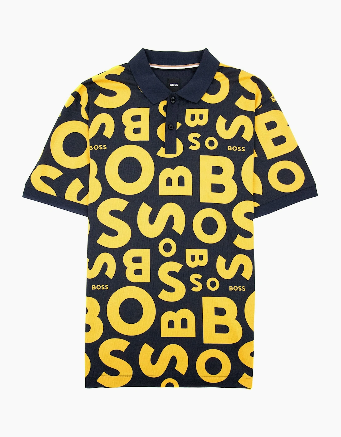Hugo Boss Men's Dark Navy Parlay 156 All Over Logo Polo 404 - Size: 36