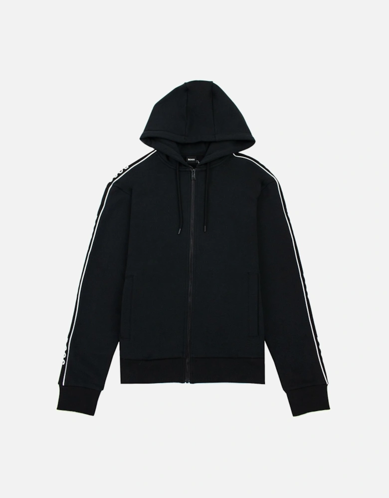 Seegar Tape Logo Zip Up Hooded Sweatshirt Black 001