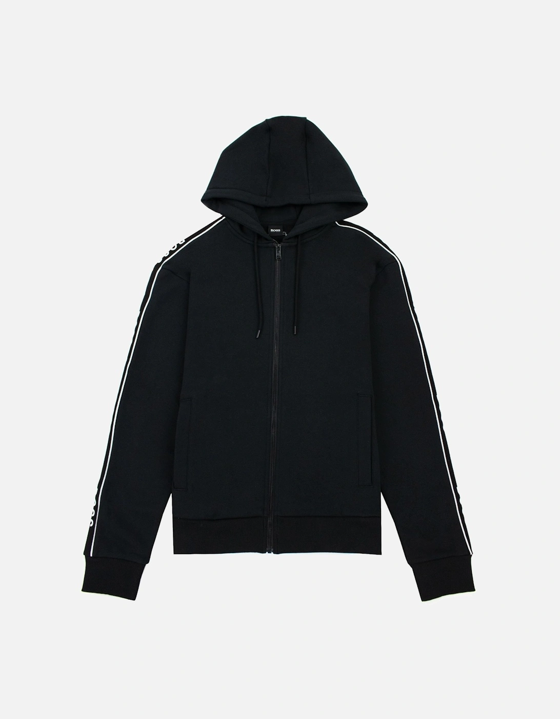 Seegar Tape Logo Zip Up Hooded Sweatshirt Black 001, 5 of 4