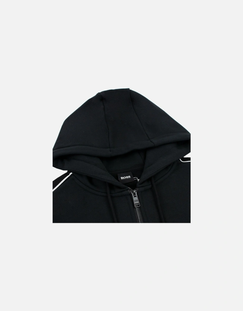 Seegar Tape Logo Zip Up Hooded Sweatshirt Black 001