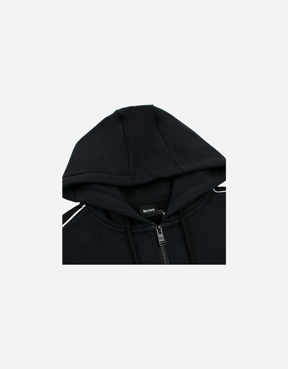 Seegar Tape Logo Zip Up Hooded Sweatshirt Black 001
