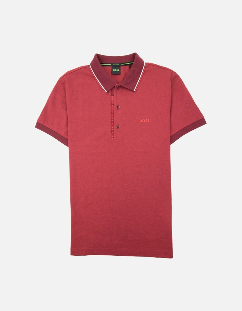 Paule 4 Slim Fit Branded Placket Polo Burgundy 654