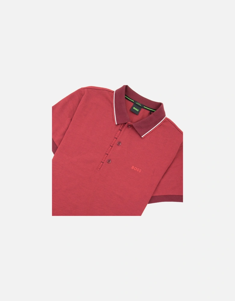 Paule 4 Slim Fit Branded Placket Polo Burgundy 654