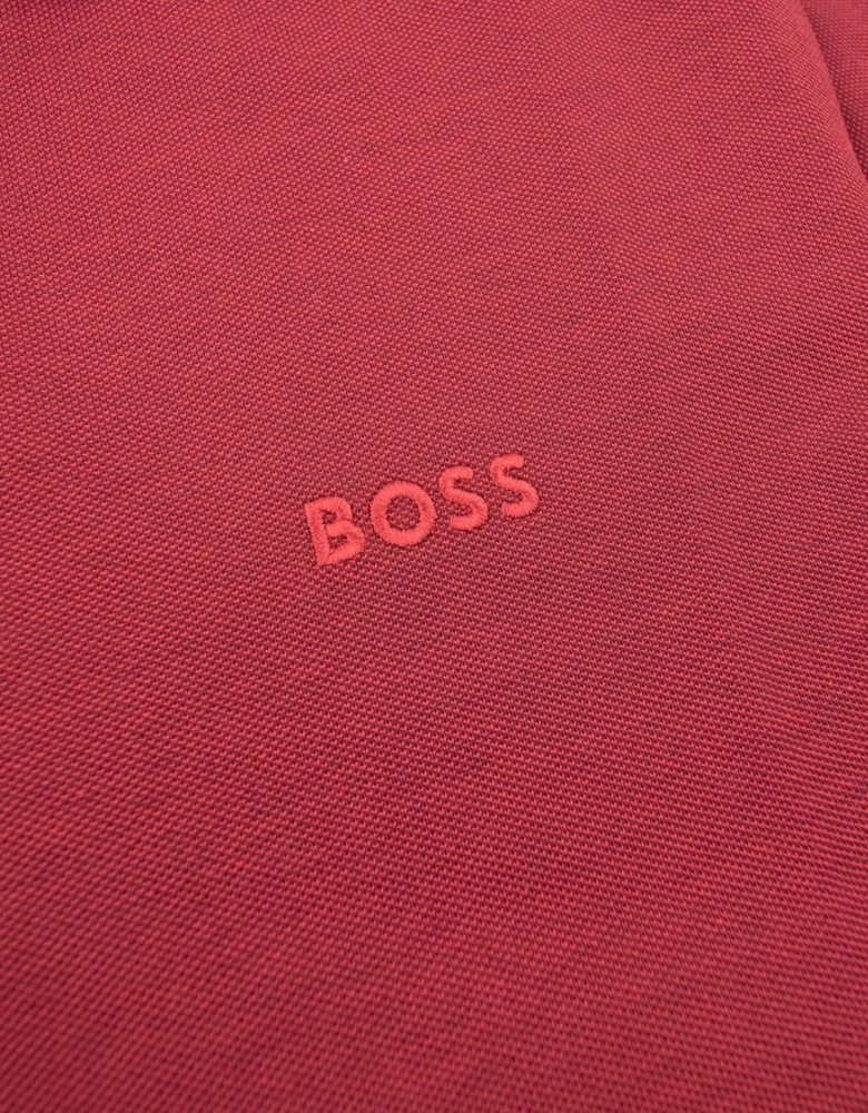 Paule 4 Slim Fit Branded Placket Polo Burgundy 654