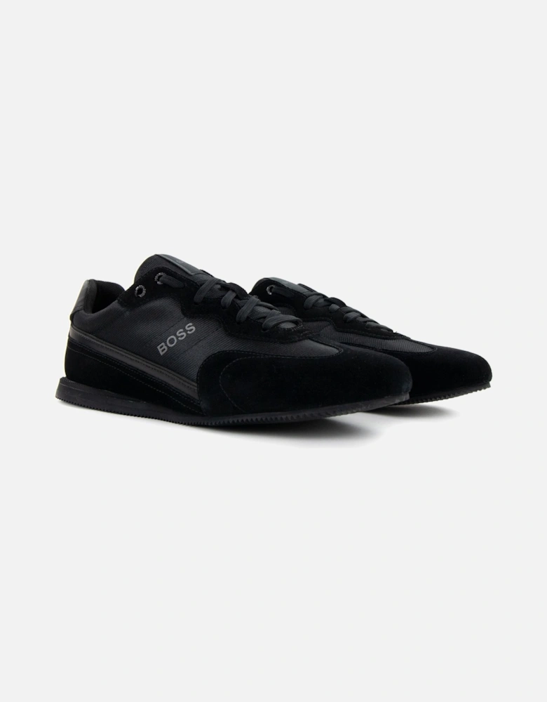 Rusham Logo Detail Low Top Trainer Black 005