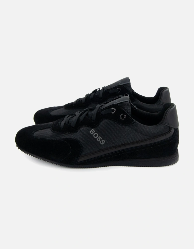 Rusham Logo Detail Low Top Trainer Black 005