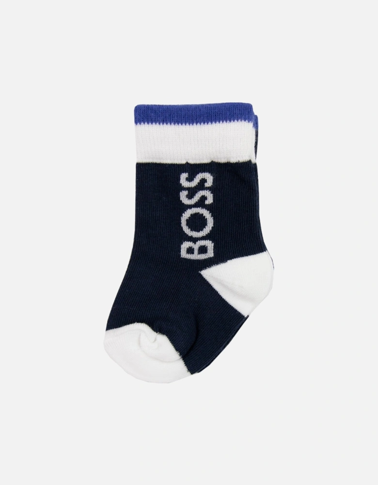 Kids 2pack Logo Socks Navy 849