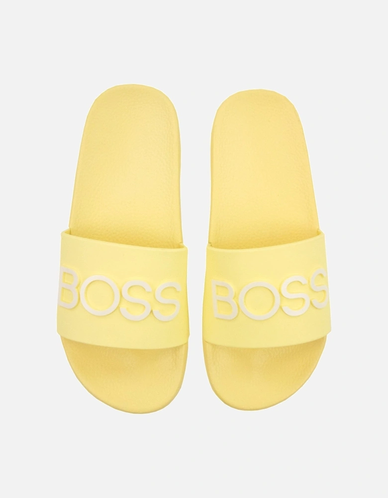 Kids Embossed Logo Sliders Yellow 528