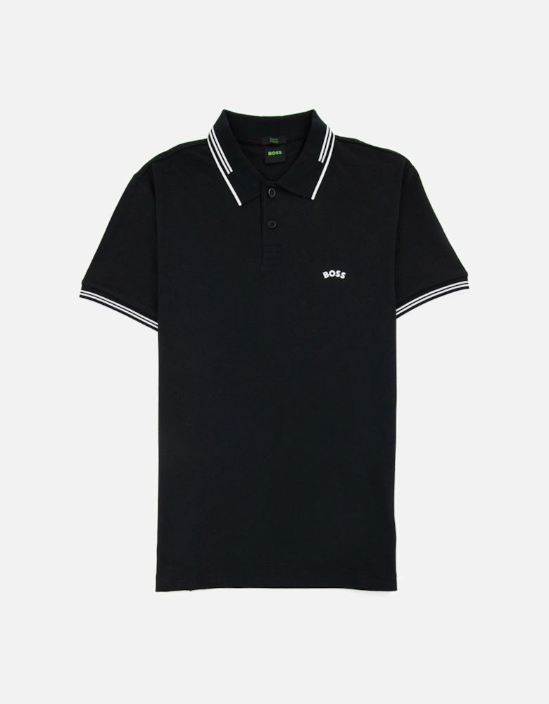 Pual Curved Logo Slim Fit Polo Black 001