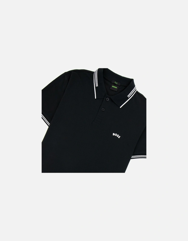 Pual Curved Logo Slim Fit Polo Black 001
