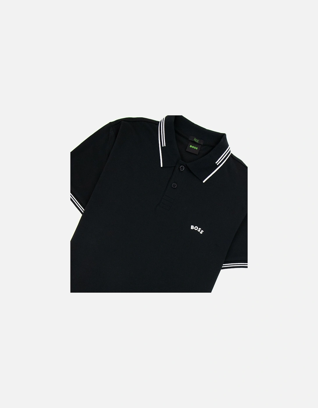 Pual Curved Logo Slim Fit Polo Black 001
