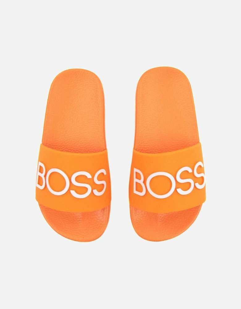 Kids Embossed Logo Sliders Orange 401