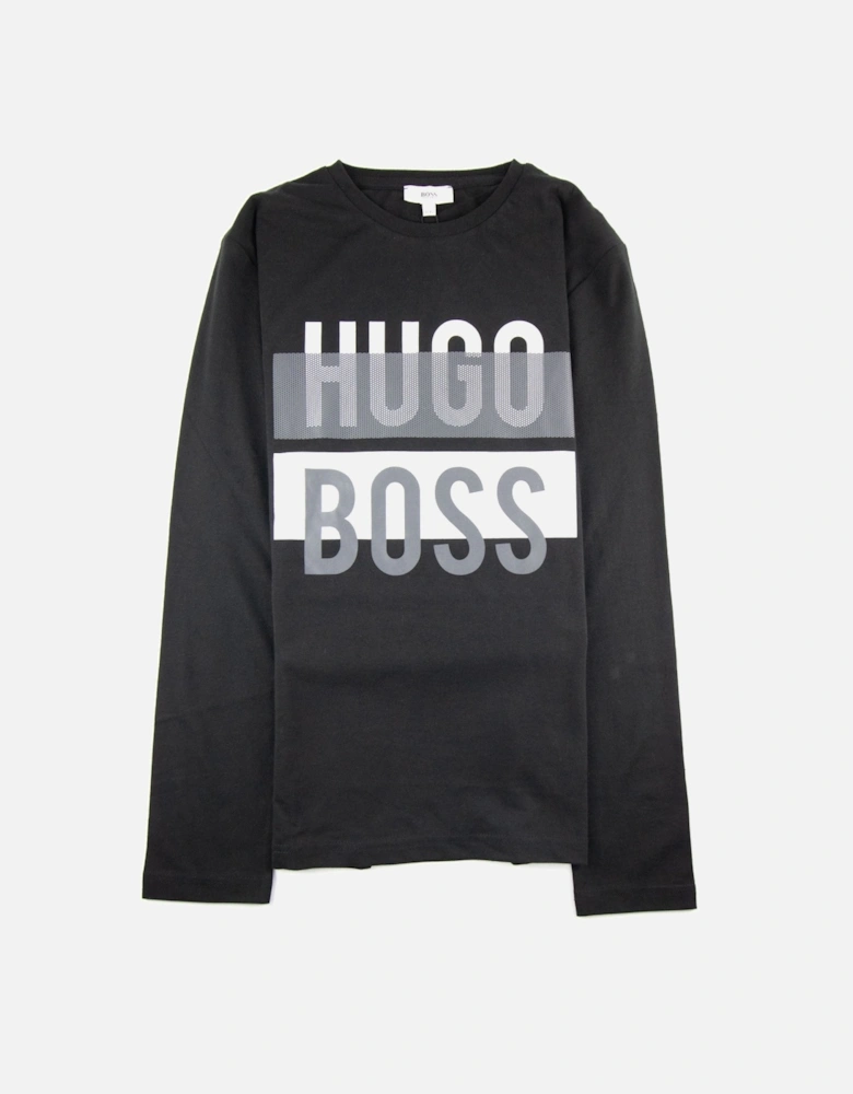 Kids Printed Logo L/s T Shirt Black