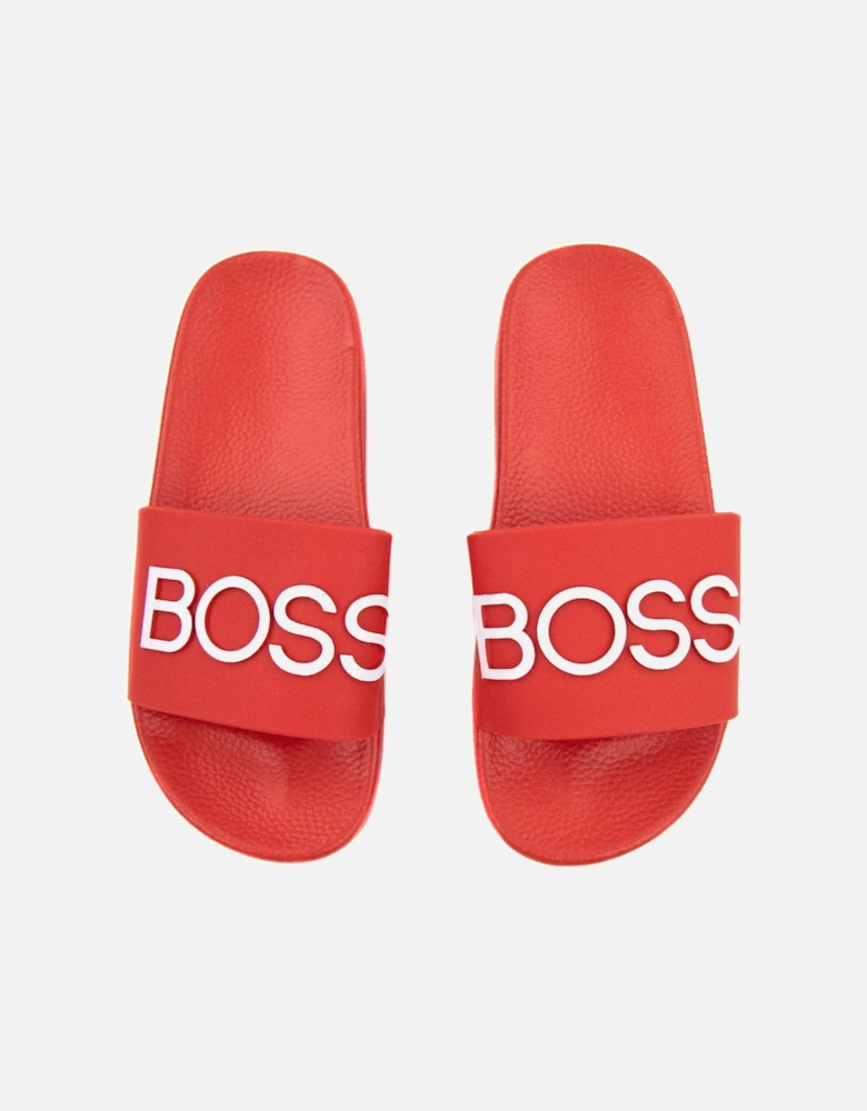 Kids Embossed Logo Sliders Red 991