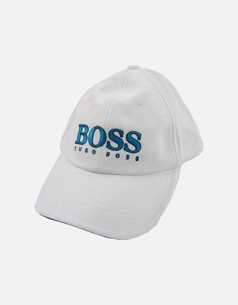 Kids Embroidered Logo Baseball Cap White
