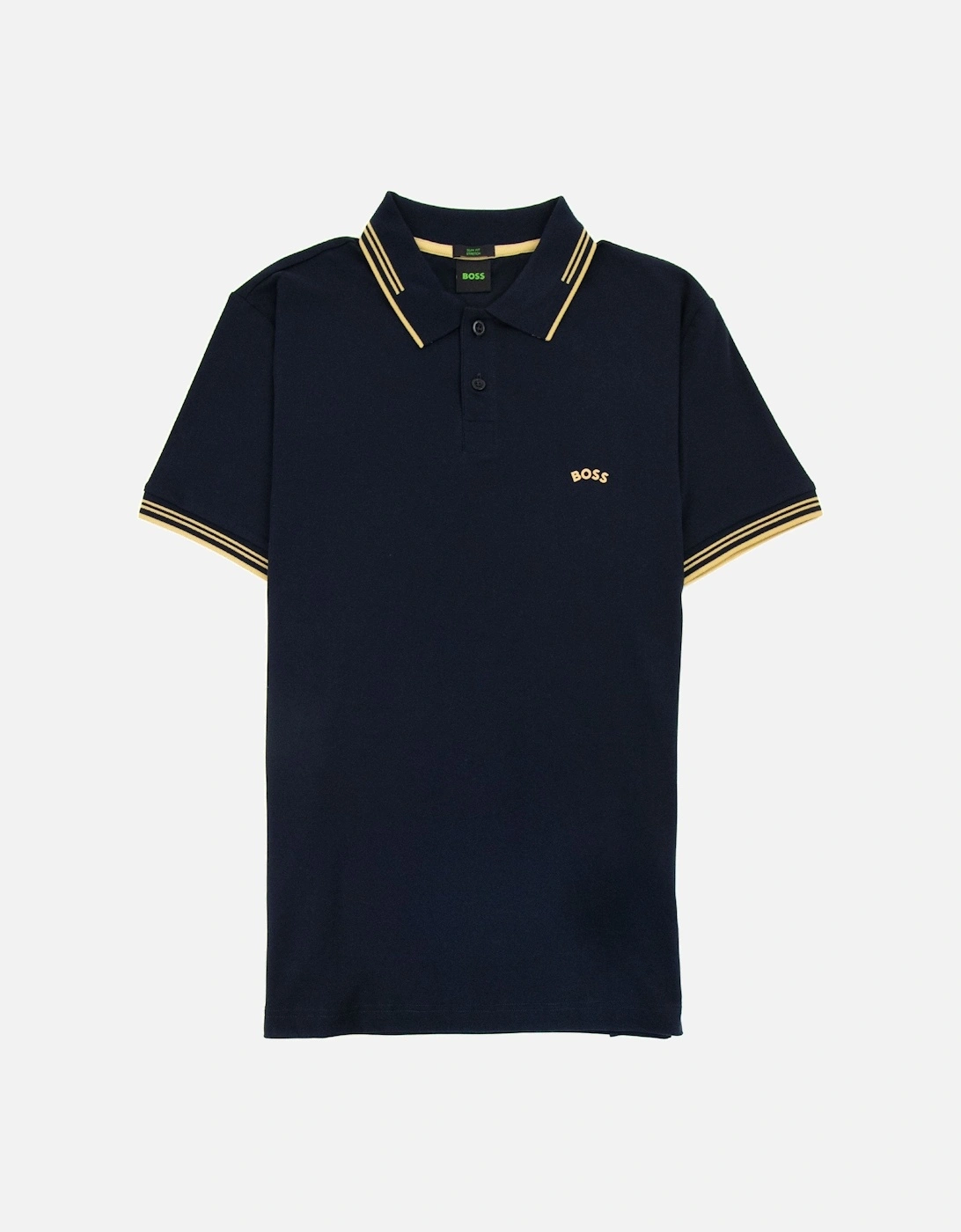 Pual Curved Logo Slim Fit Polo Navy 403, 4 of 3
