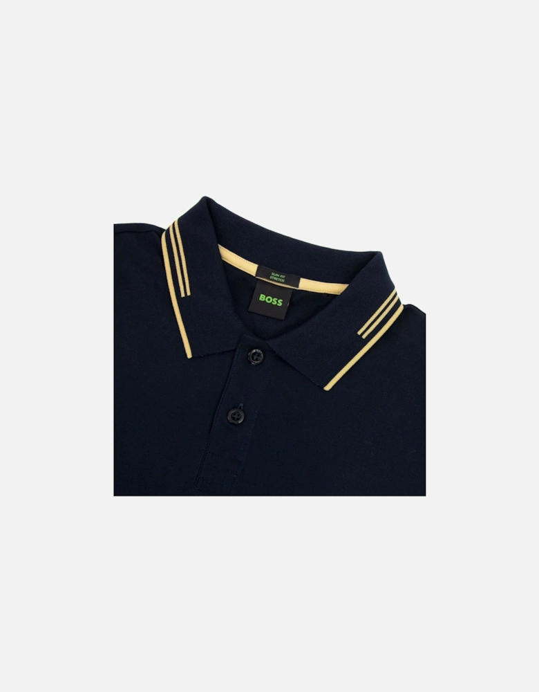 Pual Curved Logo Slim Fit Polo Navy 403