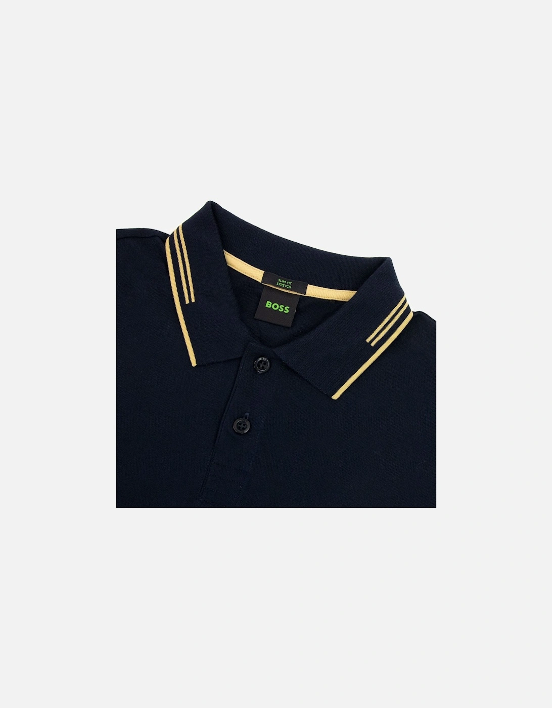 Pual Curved Logo Slim Fit Polo Navy 403