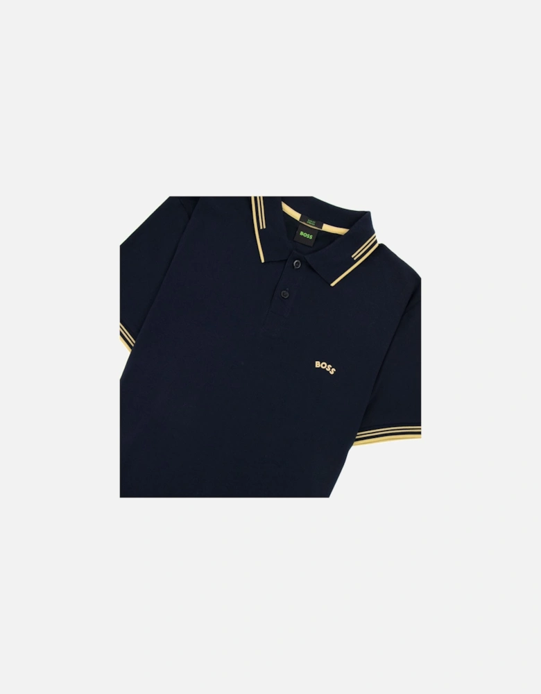 Pual Curved Logo Slim Fit Polo Navy 403