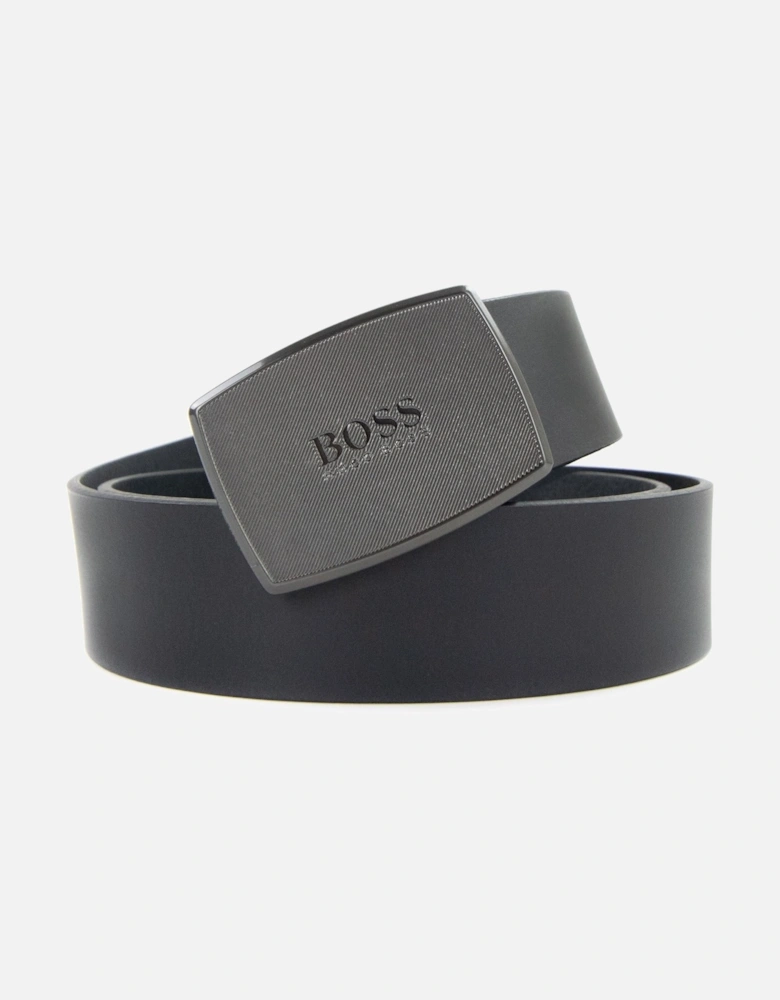 Jensy Structured Plaque Buckle Belt Black 001