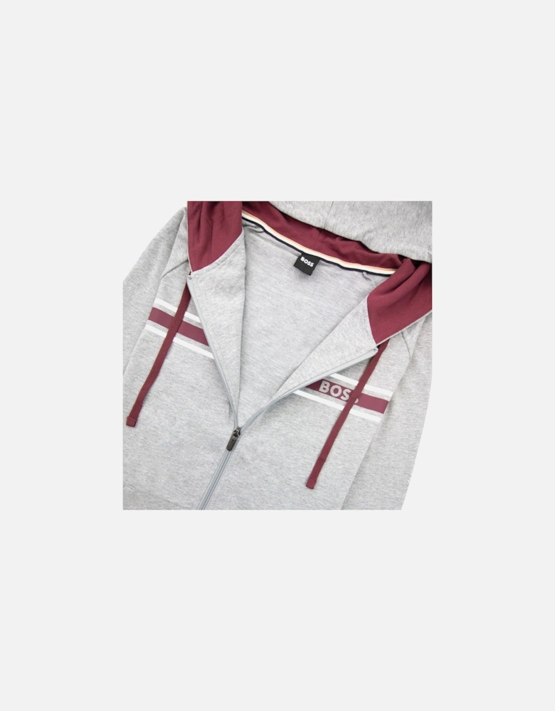 Authentic Stripe Logo Zip Up Hoody Grey 033