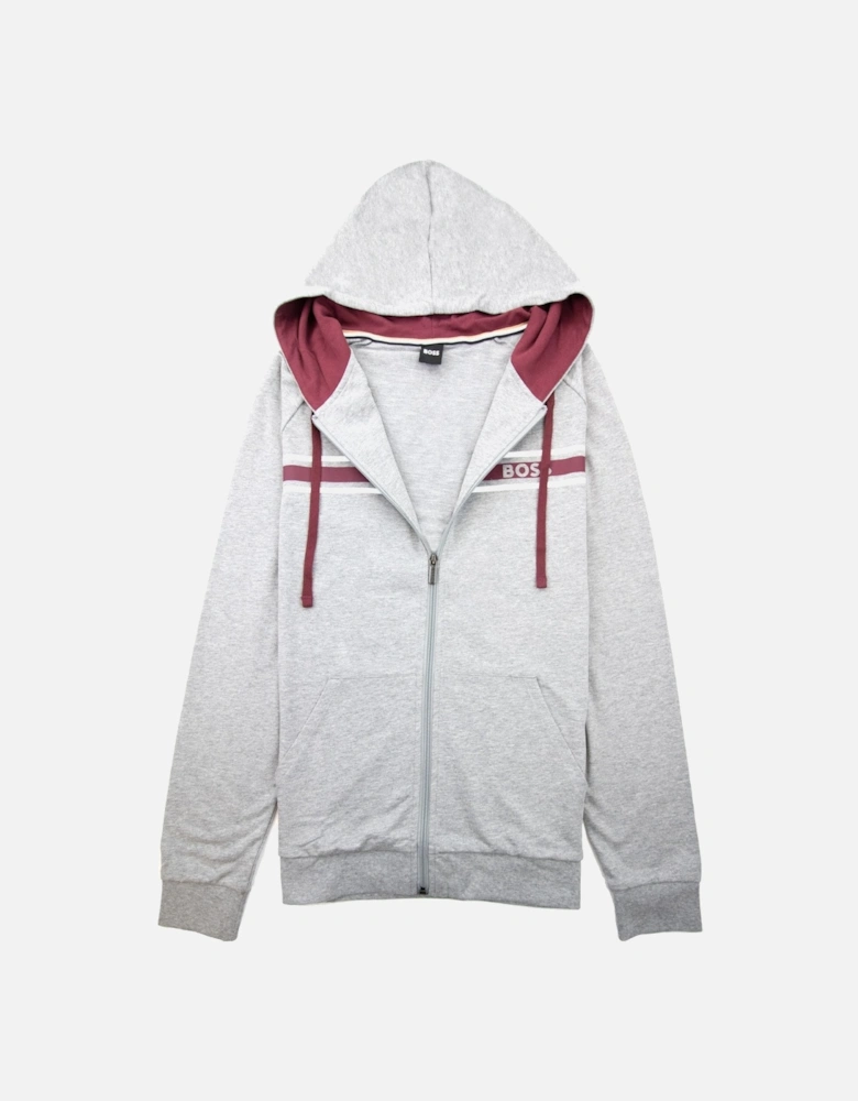Authentic Stripe Logo Zip Up Hoody Grey 033