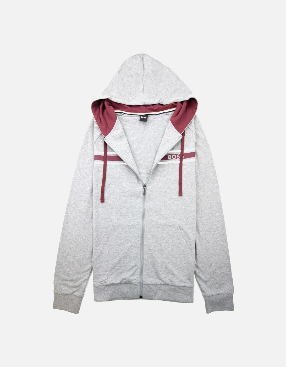 Authentic Stripe Logo Zip Up Hoody Grey 033