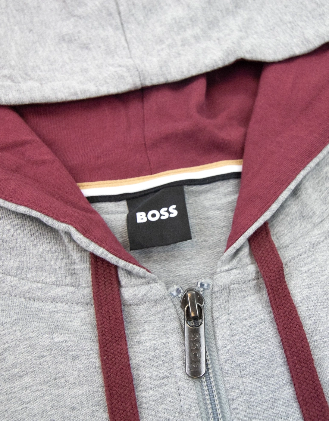 Authentic Stripe Logo Zip Up Hoody Grey 033